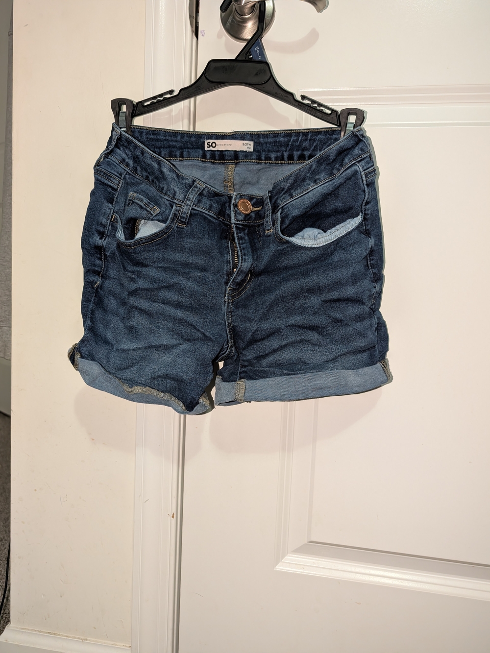 SO Women’s Dark Blue Denim Roll-Cuff Shorts